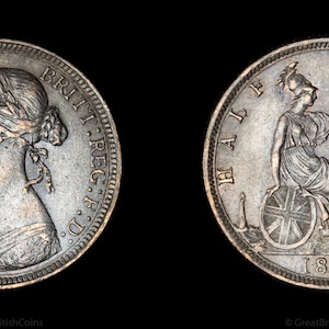 Genuine 1890 Queen Victoria Bronze Half Penny Coin, Great British Coins, Victorian, Antique Coin