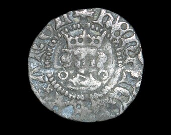 Moneda de medio penique de plata de Enrique VI, Casa de la Moneda de Calais, época de la Guerra de las Dos Rosas