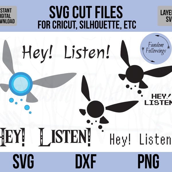 LoZ SVG, Legende von Zelda svg, Navi svg, Fee svg, Layered svg, Cricut Cut File, Silhouette Cut File, dxf, png, Zelda svg, Hey Listen svg