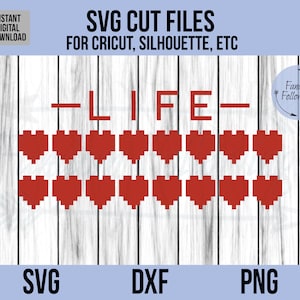 ゼルダ svg、ライフメーター svg、ピクセルハート svg、ゼルダの伝説 svg、ハート svg、ゼルダ Cricut ファイル、Cricut カット ファイル、カット ファイル、ライフメーター cricut