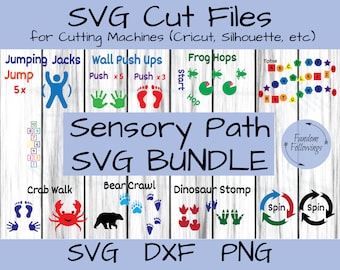 Sensory Path SVG BUNDLE, Sensory Pathway, Sensory Walk svg, Movement Breaks, Brain Break Station, Cricut Cut File, Silhouette File, dxf, png
