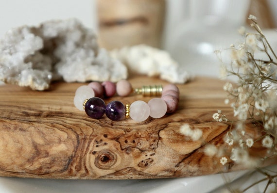 Dainty Gemstone Bracelet, Bra Bracelet, Rose Quartz Bracelet, Rhodochrosite  Bracelet, Amethyst Bracelet, Friendship Bracelet, Gift -  Australia