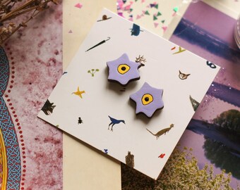 Gustav Klimt Flower Stud Earrings, Hypoallergenic Steel Posts