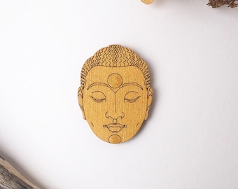 Golden Buddha Head Pin, Spiritual Gift, Buddha Brooch, Yoga Gift,  Buddhist Jewelry, Meditation , Pacifist Pin, Zen Lifestyle