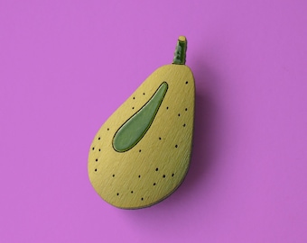 Avocado Pin - Vintage-Inspired Pin - Plant Brooch - Avocado brooch - Earthy tones - Vegan Pin