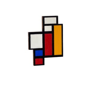 Mondrian Pin, Abstract pin, Geometric Pin,  Art Pin, Statement Brooch, Jewelry Gift, Laser Brooch, Abstract Jewelry, Unisex Jewelry