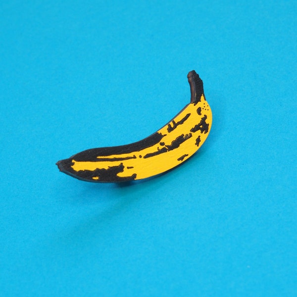 Warhol Pin, Pop Art Pin, Banana Pin, Foodie Gift, Houten Broche, Andy Warhol, Food Jewelry, Art Pin, Banaan Broche