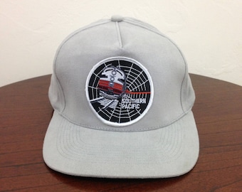 Vintage Southern Pacific Black Widow Railroad Front Patch Strapback Hat