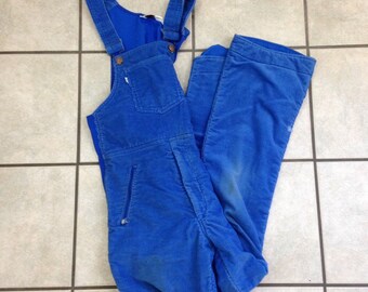 Vintage 70'S Levi's Blue Cord Ski Bib Overalls - Size Small - Made in USA