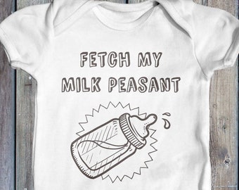 Fetch My Milk Peasant Baby Bodysuit | Cute Baby Clothes | Funny Baby Bodysuit | Going Home Outfit | Slogan Baby Bodysuit | Baby Shower Gift