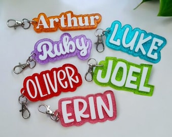 Children's Acrylic Name Keyring | School Bag Tag | Nursery Bag Tag | Back To School | Kids Name Tag | Children's Personalised Keyring | Gift