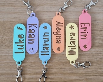 Children's Acrylic Name Keyring | School Bag Tag | Nursery Bag Tag | Back To School | Kids Name Tag | Children's Personalised Keyring | Gift
