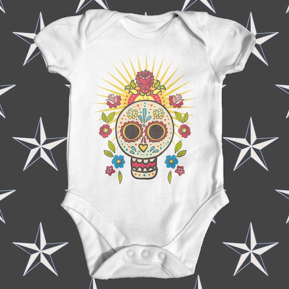 Sugar Skull Tattoo Baby Bodysuit Unisex Baby Bodysuit Cute Etsy
