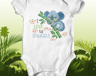 I Love To Snuggle Koala Baby Bodysuit | Cute Baby Clothes | Baby Shower Gift | Funny Baby Bodysuit | Animal Baby Bodysuit | Unisex Baby