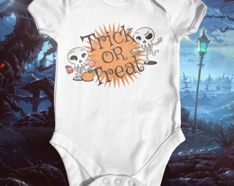 Süßes oder Saures Skelette Halloween Baby Body | Babys erster Halloween Strampler | Lustiger Baby Body | Baby-Halloween-Outfit | Süsses Baby