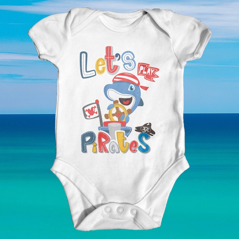 Let/'s Play Pirates Baby Bodysuit Baby Shower Gift Cute Baby Clothes Unisex Baby Clothes Funny Baby Bodysuit Animal Baby Bodysuit