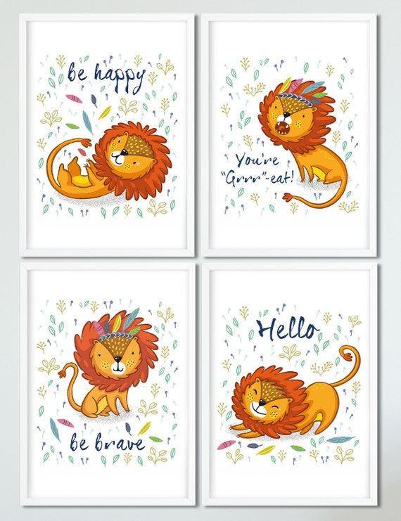 Set of Boho Lion Nursery Prints Nursery Print Nursery Art
