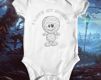 I Love My Mummy Halloween Baby Bodysuit | Babys first halloween bodysuit | Funny Baby Bodysuit | Baby Halloween Outfit | Cute Baby bodysuit
