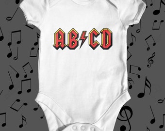 ABCD AC/DC baby bodysuit | funny baby bodysuit | cute baby bodysuit | Music Parody Baby Bodysuit | baby shower gift | rock baby clothes