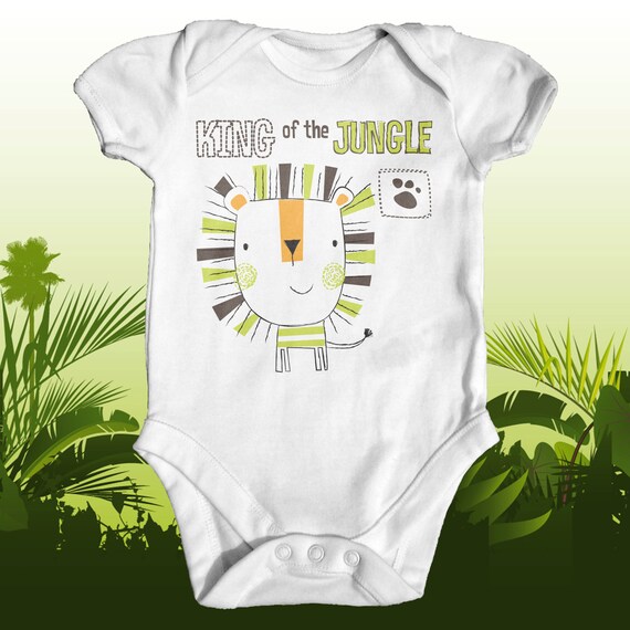 King Of The Jungle Baby Bodysuit Animal Baby Clothes Baby Etsy