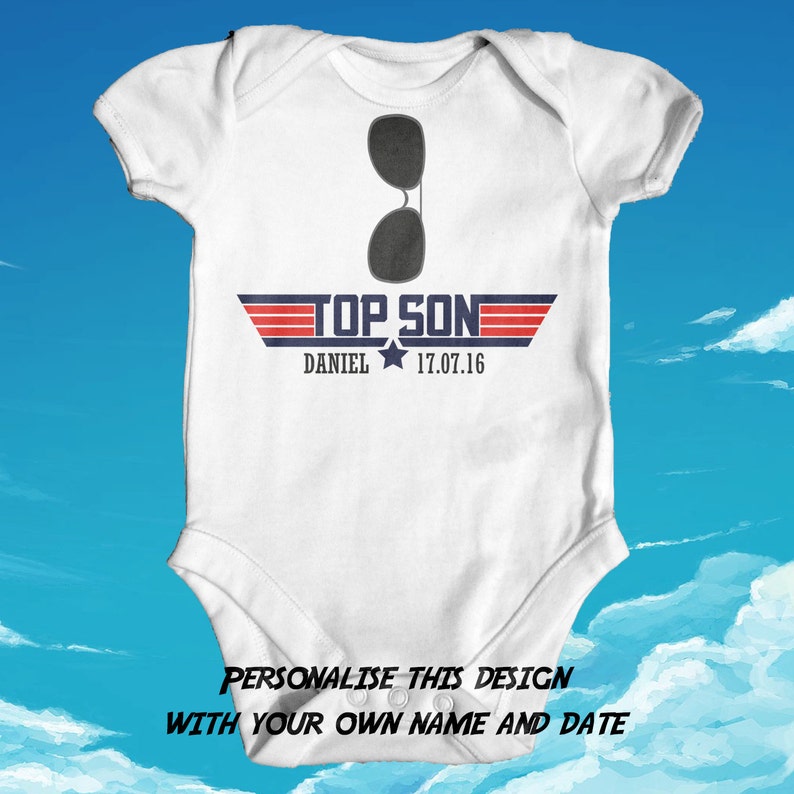 Personalised Top Son Top Gun baby bodysuit top gun parody Etsy