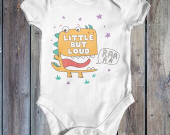 Little But Loud Dinosaurier Baby Bodysuit | Süße Babykleidung | Baby Outfit | Lustiger Baby Body | Baby Shower Geschenk | Neugeborenes