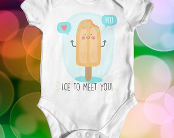 Ice To Meet You Baby Bodysuit | Baby Shower Gift | Funny Baby Bodysuit | Slogan Baby Bodysuit | Cute Baby Clothes | Newborn Baby Clothes