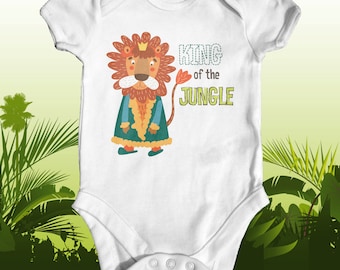 King Of The Jungle-romper | Babykleding dieren | Cadeau kraamcadeau | Grappige babyromper | Take Home-outfit | Schattige babykleding