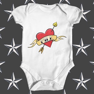 Milk Heart tattoo style baby bodysuit | cute baby clothes | baby shower gift | baby tattoo bodysuit | newborn baby | Funny baby bodysuit