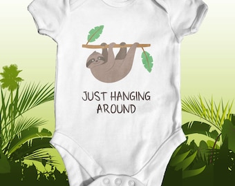 Nur hängen um Faultier Baby Body | lustige Baby-Kleidung | süße Baby-Outfit-| Baby-Dusche-Geschenk | Tier Baby Body | Neugeborenes