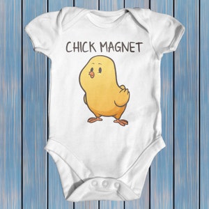 Chick Magnet Baby Bodysuit | Baby Boy Clothes | Funny Baby Bodysuit | Cute Baby Clothes | Animal Baby Bodysuit | Slogan Baby Bodysuit