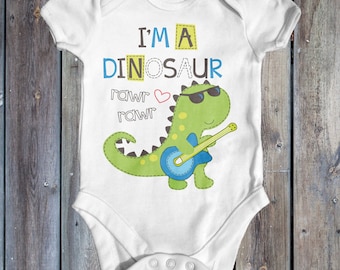 Im A Dinosaur Baby Bodysuit | Cute Baby Outfit | Funny Baby Bodysuit | Baby Shower Gift | Newborn Baby | Baby Dinosaur | Music Baby Bodysuit