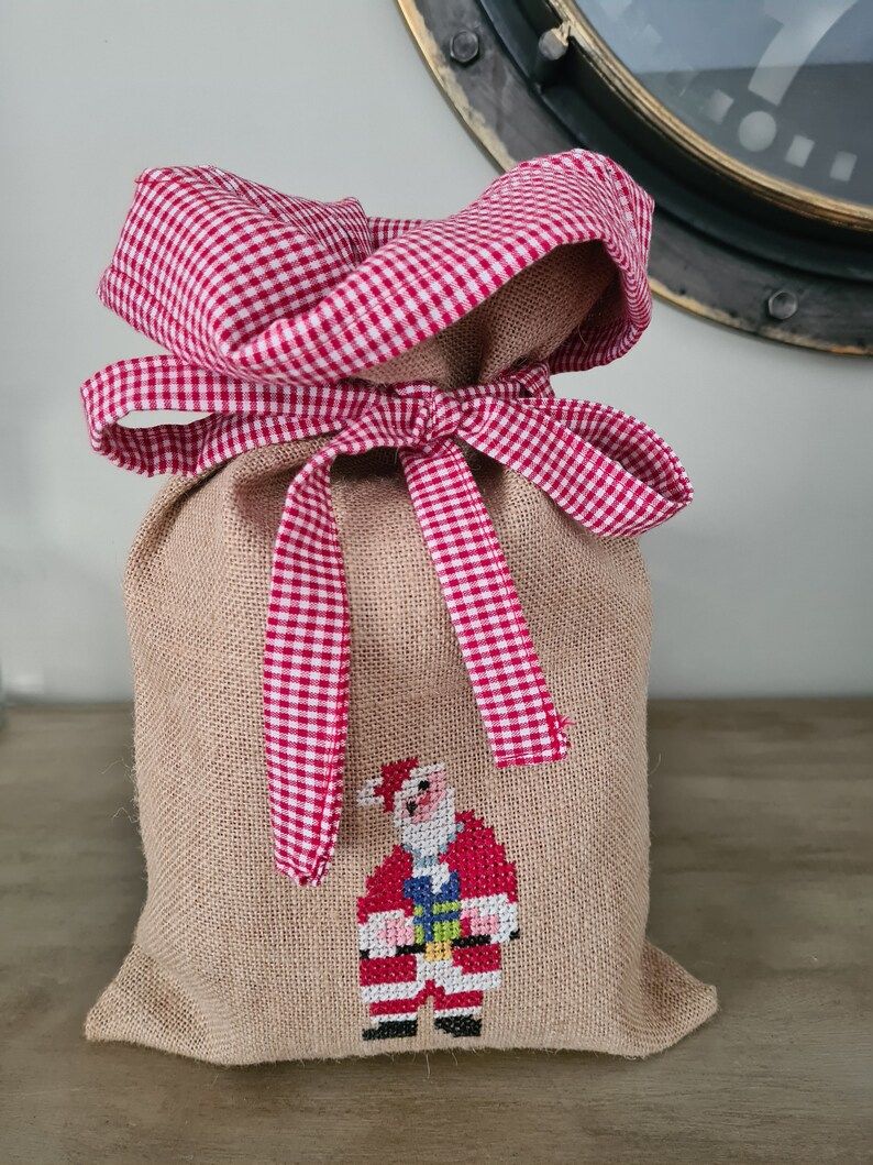 handmade sewing burlap christmas gift bag santa bag christmas burlap