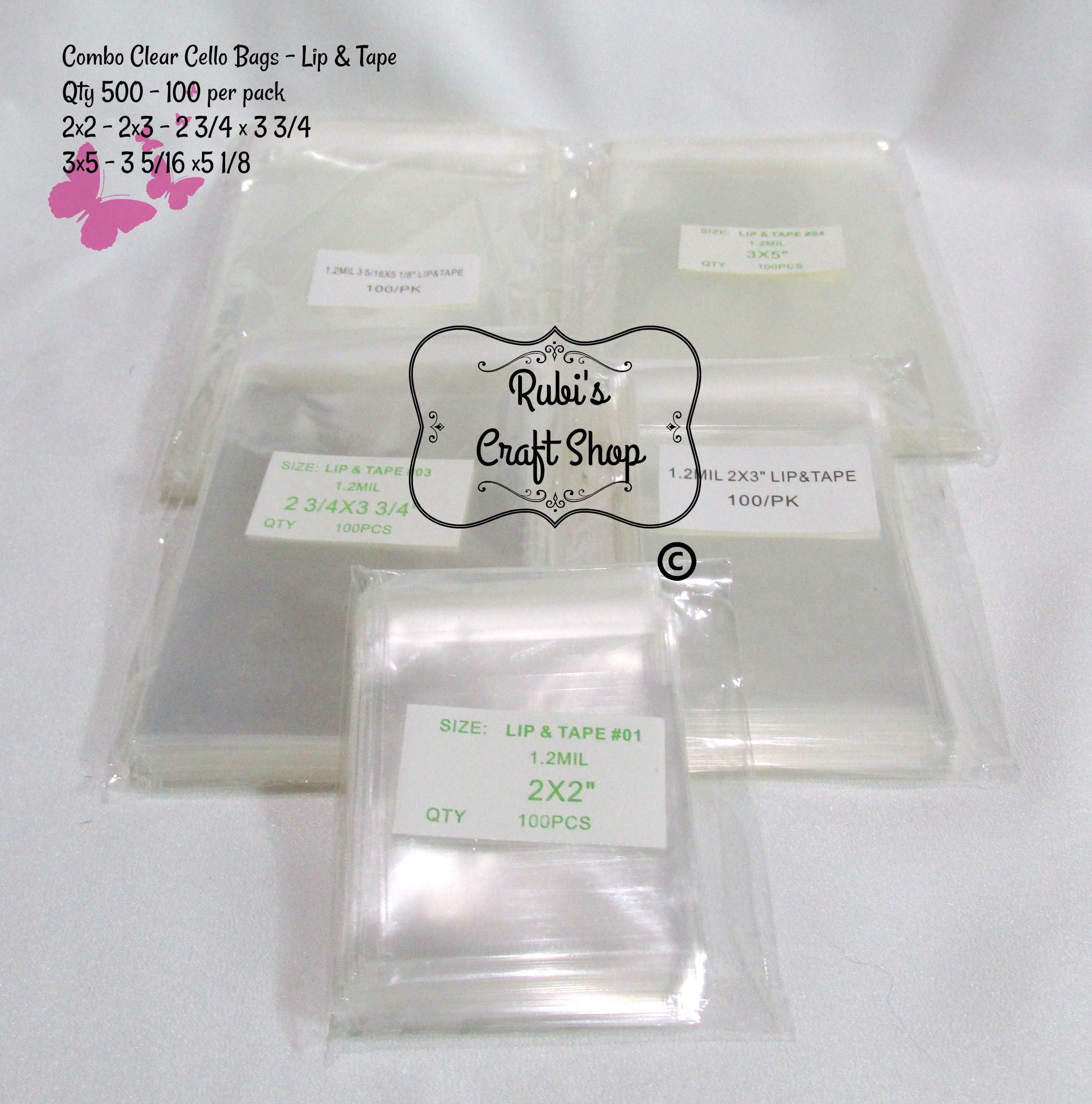 Combo Clear Cello Lip & Tape Bags Qty 500100 per pack Etsy
