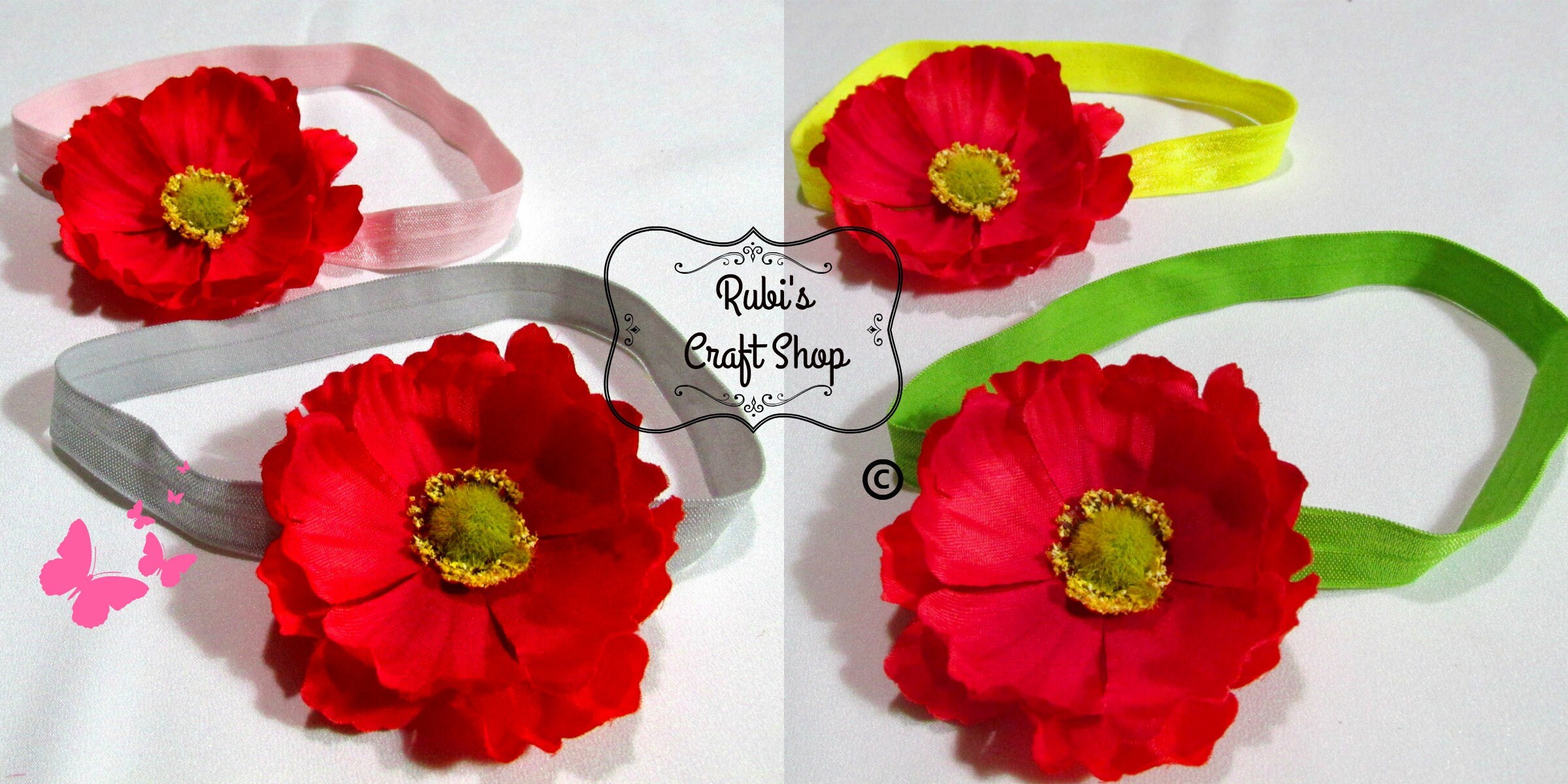 Red Silk Flower 3.5 Handmade Hair Clip Headbands Etsy