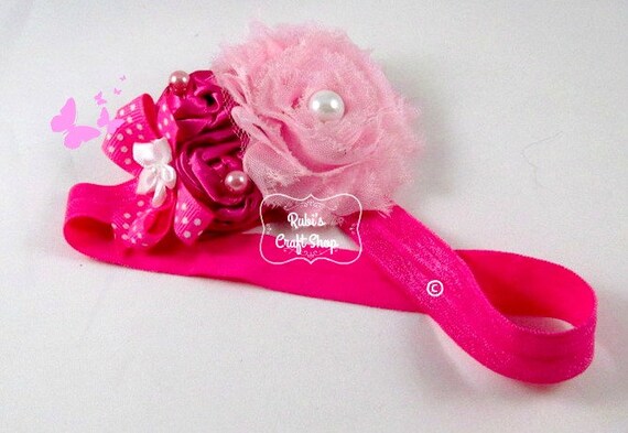 Pink with Floral design Motivational Girlboss Hair Elastic stretchy ribbon- Rose fold over elastic Downline Gift foe Blush