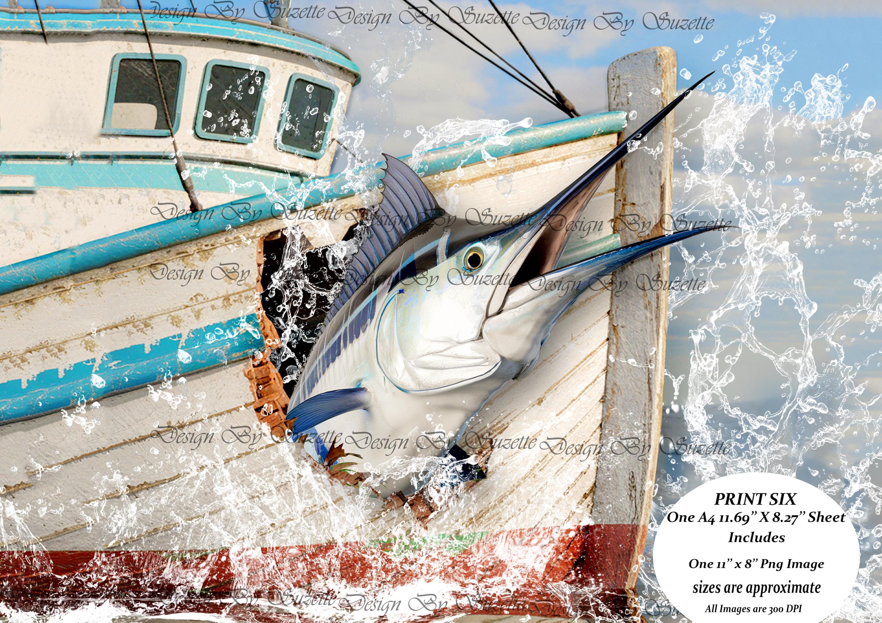 White Marlin Fish/ Rice Paper for Decoupage - Etsy