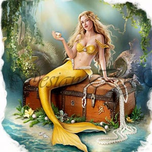 Mermaid Ocean Landscape A4 Rice Paper for Decoupage