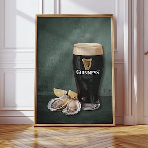 Oyster Artwork, Guinness Beer Poster, Irish Pub Decor, Guinness Gift, Stout Beer Wall Art, Split the G, Digital Download