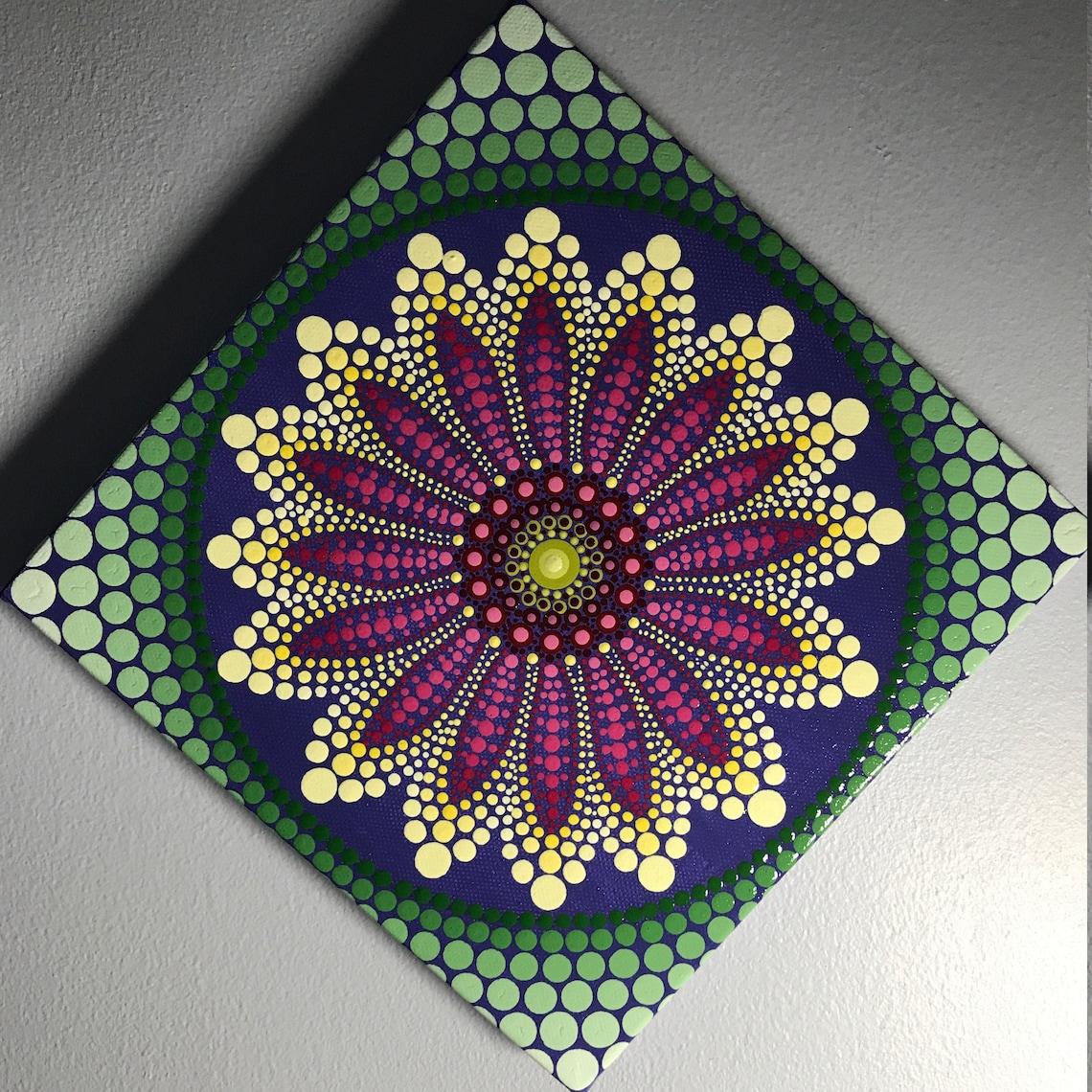 Hand Painted Mandala on Canvas Meditation Mandala Dot Art Etsy
