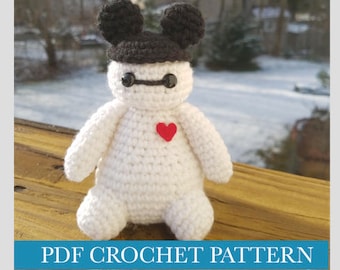 Big Hero 6: Baymax in a Mickey Mouse Hat CROCHET PATTERN PDF
