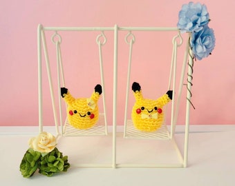 Pokemon Inspired mini pikachu swing set display AND KEYCHAIN