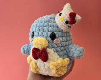 Blue penguin plush with HK hat