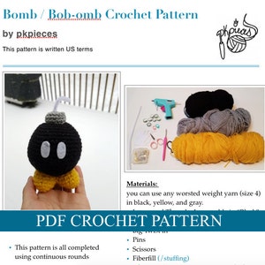 Bomb / Bob-omb Super Mario CROCHET PATTERN PDF imagem 2