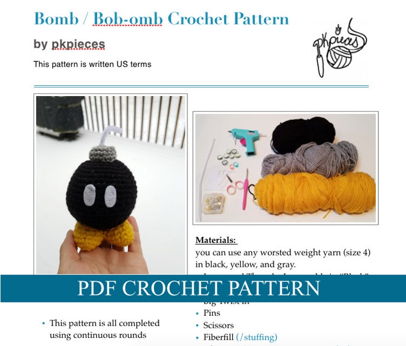 Bomb / Bob-omb Super Mario CROCHET PATTERN PDF image 2