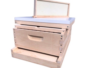 1 Medium 6 5/8 Complete Bee Hive kit w/Frames & Foundations Un-Assembled Langstroth