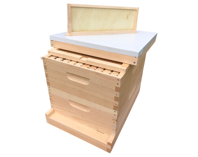 2 Medium 6 5/8 Complete Bee Hive kit w/Frames & Foundations Un-Assembled Langstroth