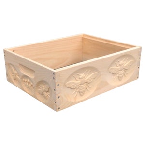 Medium 6 5/8 honey super bee hive body ONLY with 3D relief carving (Un-Assembled) Langstroth