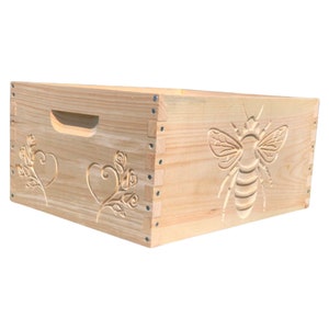 Deep 9 5/8 bee hive body only with #cnc engravings (UN-Assembled)