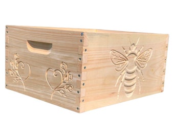 Deep 9 5/8 bee hive body only with #cnc engravings (UN-Assembled)